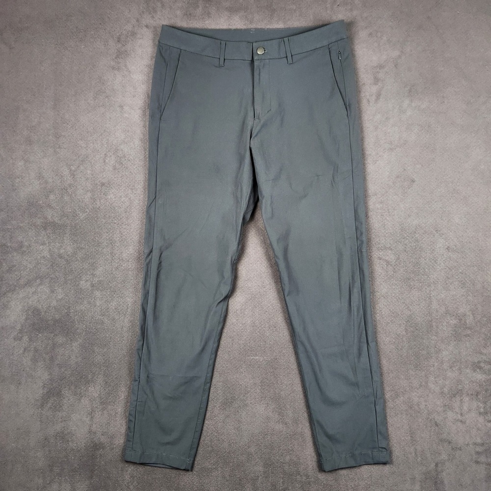 Lululemon Commission Pant Slim Mens 34 Melanite Grey Warpstreme Flat Front Chino